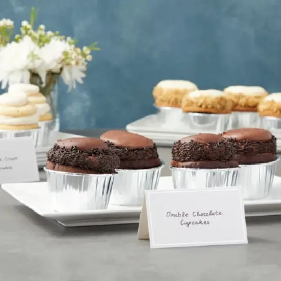 Best Paper Greetings 100 Pack Name Place Cards for Table Setting, Tent Placecards with Silver Foil Border for Wedding, Banquets, Events, 3.5 x 2 in image {2}