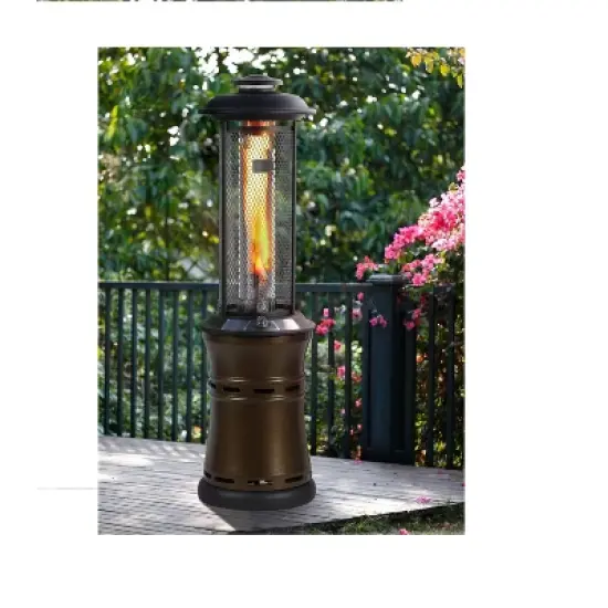 Heatmaxx 36000 BTU Gas Floor Standing Dancing Flame Outdoor Patio Portable Heater Bronze image {5}