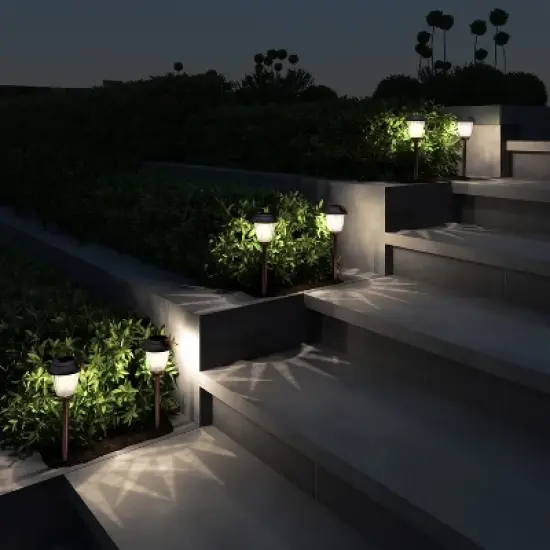 Nature Spring Set of 8 Solar Powered Pathway Lights With Rechargeable Batteries - 16" Tall image {4}