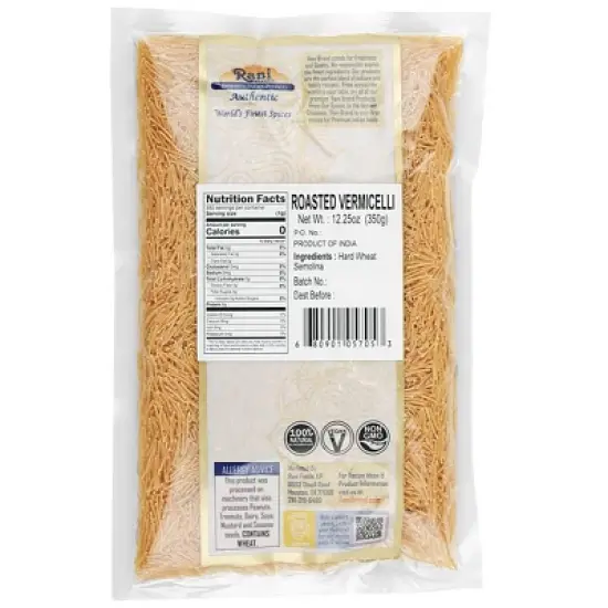 Roasted Vermicelli (Roasted Wheat Noodles) - 12.25oz (350g) - Rani Brand Authentic Indian Products image {2}
