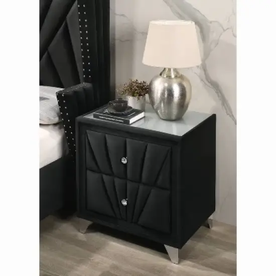 Puma 2 Drawer Upholstered Nightstand Black - HOMES: Inside + Out image {2}