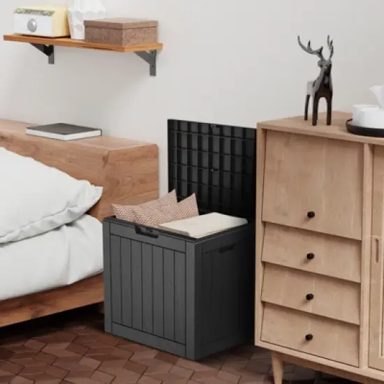 SEVOBAL Deck Boxes 30 Gal Outdoor Storage Deck Box, All-Weather Resistant Patio Deck Storage Box Container, Black, 22.09"*17.09"*20.87" image {5}