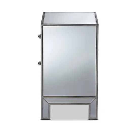 Fadri 2 Drawers Mirrored Nightstand - Baxton Studio image {3}