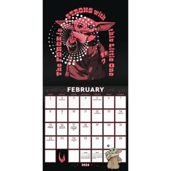 Star Wars 2026 Mandalorian Grogu 12"x12" Wall Calendar image {2}