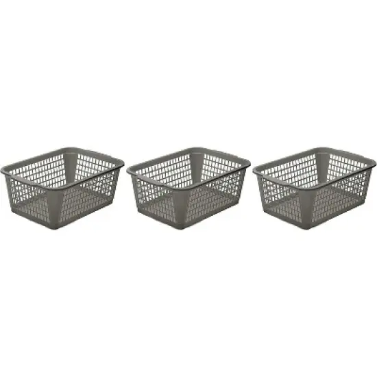 YBM HOME Plastic Perforated Storage Basket Bin Office Drawer, Shelf Desktop CountertopTray Organizer 32-1184, Pack of 3 image {10}