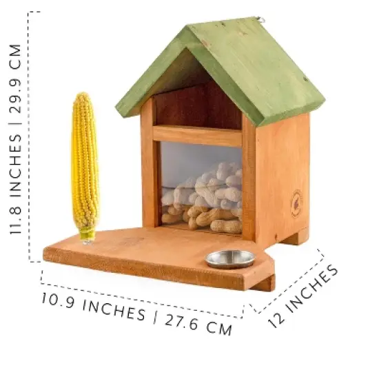 Uncle Dunkels Ultimate Squirrel and Chipmunk Feeder; Rustic Handmade Squirrel Food Box image {2}