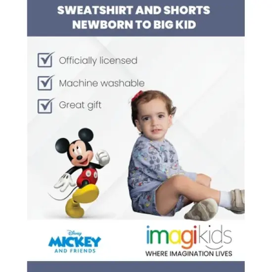 Disney Mickey Mouse French Terry Sweatshirt & Shorts Grey image {2}