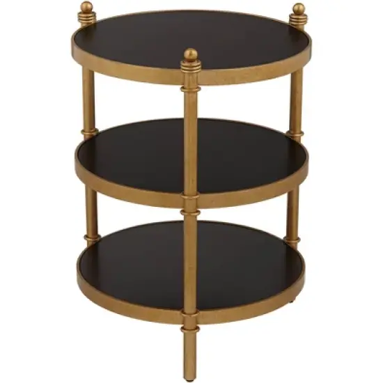 55 Downing Street Modern Luxe Wood Round Accent Side End Table 18 3/4" Wide Black Gold 3-Tier for Spaces Living Room Home House image {5}