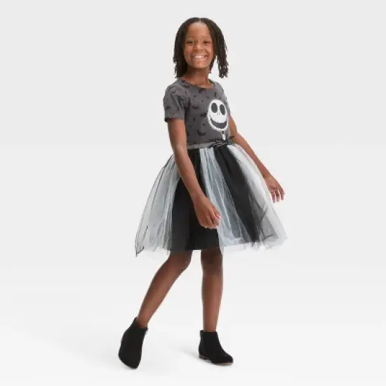 Girls' The Nightmare Before Christmas Jack Skellington Halloween Tutu Dress - Black/Gray image {2}