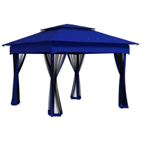 DSVIMOY 11'*11' Pop Up Canopy, Outdoor Patio Gazebo Shelter with Removable Zipper Netting, Instant Event Tent, Blue, 128"*128"*104.3" image {5}