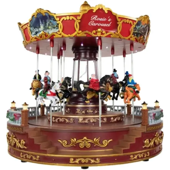 Northlight 14" LED Lighted Animated and Musical Carousel Christmas Decoration image {5}