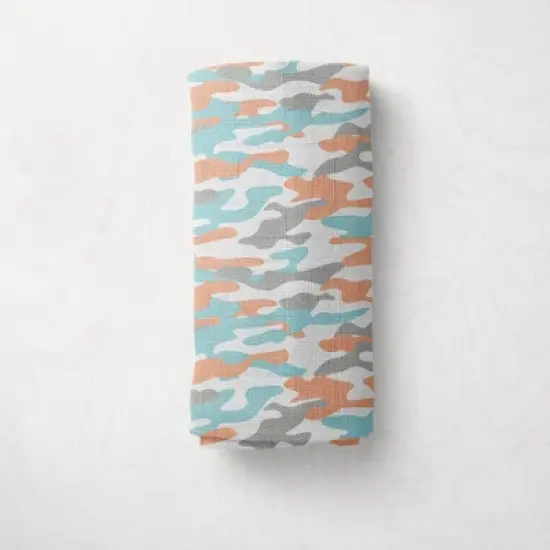 Jungle Safari Boys Aqua/Orange 2 pack Muslin Swaddling Blanket image {3}