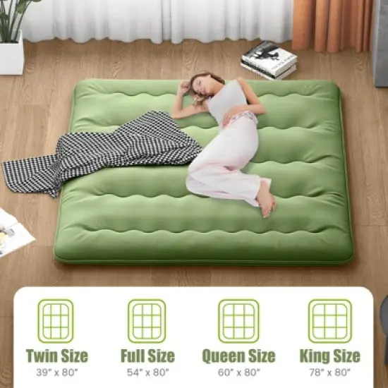 Costway Twin/Full/Queen/King Futon Mattress Japanese Floor Sleeping Pad Washable Cover Carry Bag Green image {6}