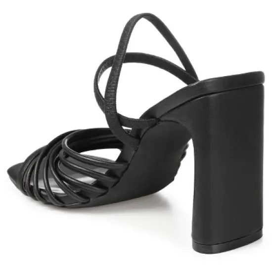 Journee Collection Womens Hera Open Square Toe High Block Heel Sandals image {6}