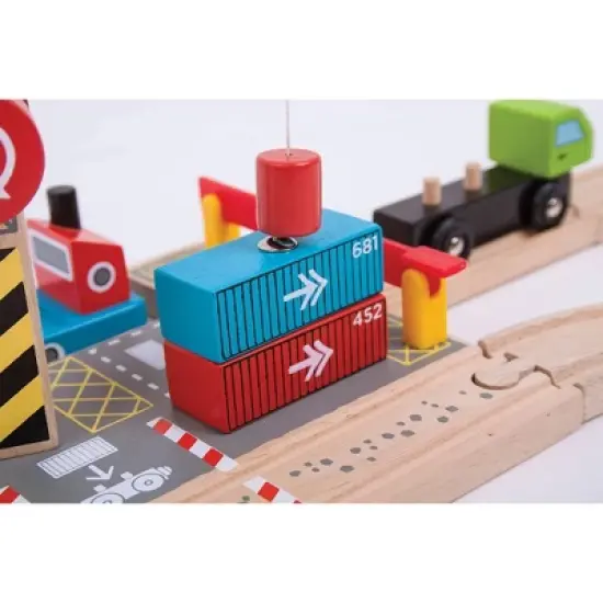 Bigjigs Rail Container Shipping Yard Wooden Railway Train Set Accessory image {2}