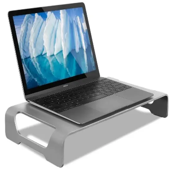 Mount-It! Aluminum Monitor Stand For iMac - Metal Monitor Stand Desktop Organizer w/ Keyboard Storage - Universal Monitor Riser For PC & Laptop image {4}