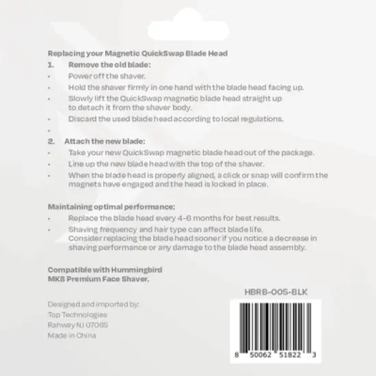 HUMMINGBIRD MK8 QuickSwap Replacement Blade Head, Genuine Blade Head Refill, Magnetic 3-Blade Head, Hypoallergenic Stainless Steel Blades image {2}