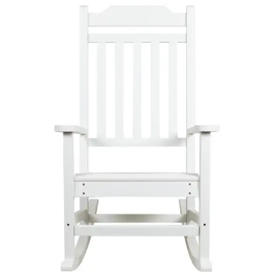 Emma and Oliver All-Weather Rocking Chair in Faux Wood - Patio and Backyard Furniture image {8}