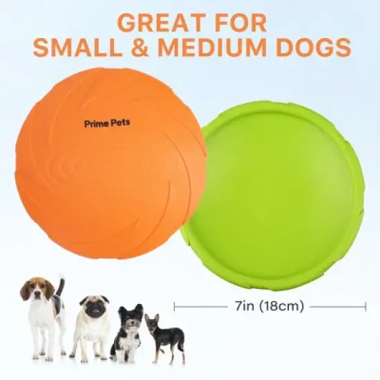 Prime Pets Dog Frisbees, 2Pcs 7 in Dog Flying Disc Saucer, Durable Dog Toys, Orange and Green image {1}