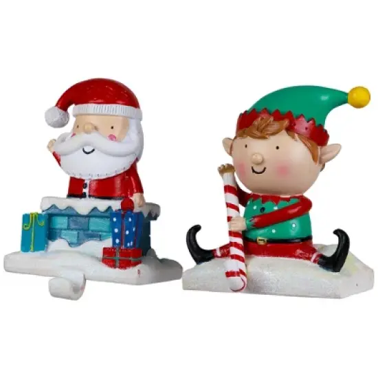 Northlight Santa and Elf Christmas Stocking Holders - 5" - Set of 2 image {4}
