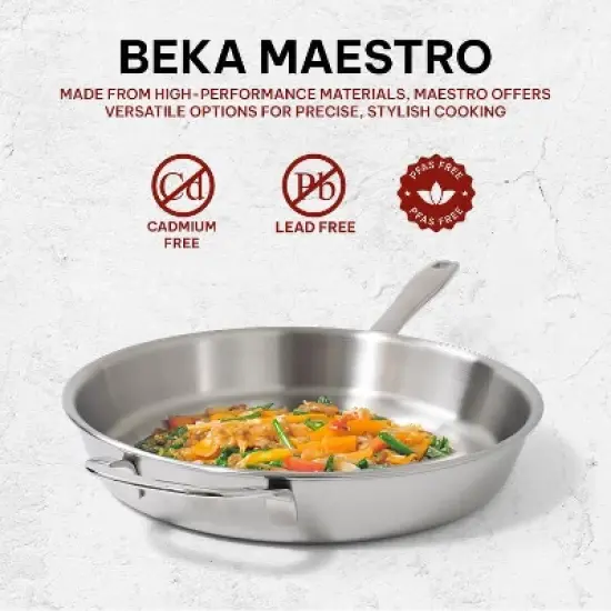 Beka Maestro Frying Pan Skillet - Stainless Steel Pan for Stainless Steel Cookware Set 5-Ply Construction, Oven Safe, Non Toxic Cookware image {4}