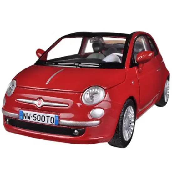 Fiat 500 Nuova Cabrio Red 1/24 Diecast Model Car by Motormax image {1}