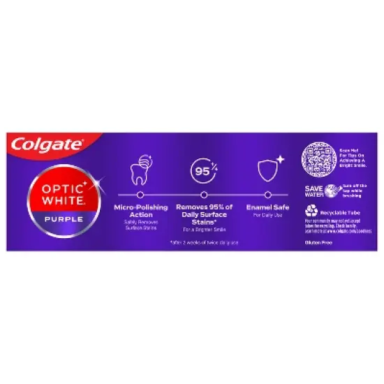 Colgate Optic White Purple Toothpaste for Teeth Whitening - 4.2oz image {11}