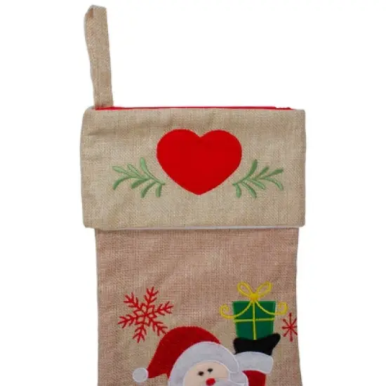 Northlight 19" Red and Green Santa Claus in Sleigh Embroidered Christmas Stocking image {3}