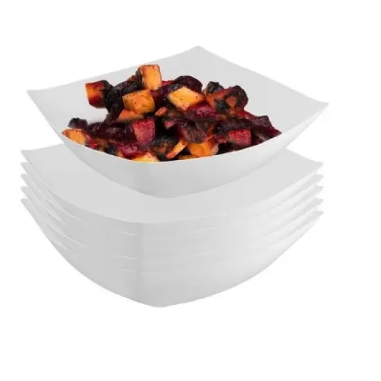 Crown Display White Disposable Serving Bowl Squared Convex Bowl - White Plastic Bowl image {8}