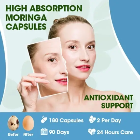 Mulittea Moringa Oleifera 1500 mg | 180 Powder Capsules for Men and Women | 90 Servings image {6}