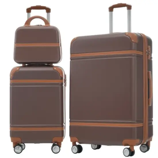 Gulches 3-Piece Hardshell Luggage Set - Lightweight Spinner Suitcases with TSA Lock - Brown - 20" & 28" image {10}