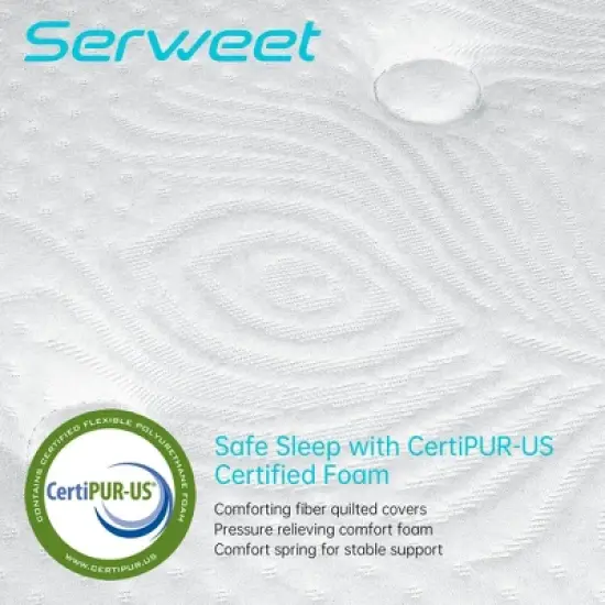 Serweet 12" Spring & Memory Foam Hybrid Mattress- Compatible with Platform Bed, Box Spring, or Slat Base image {4}