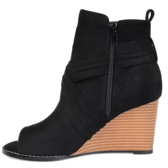 Journee Collection Womens Sabeena Inside Zip Open Toe Wedge Booties image {1}