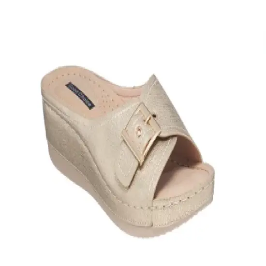 GC Shoes Justina Buckle Comfort Slide Wedge Sandals image {11}