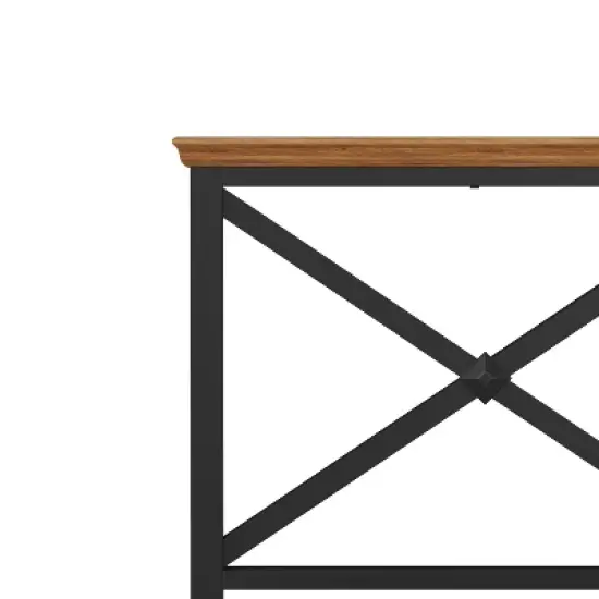 Queen Ashford Metal Bed with Wood Accent Textured Black Oak Finished Wood - Hillsdale Furniture image {9}