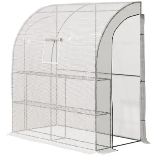 Outsunny 7' x 3' x 7' Outdoor Walk-In Greenhouse, Plant Nursery with Roll-up Windows, PE Cover, and 3 Wire Shelves image {3}