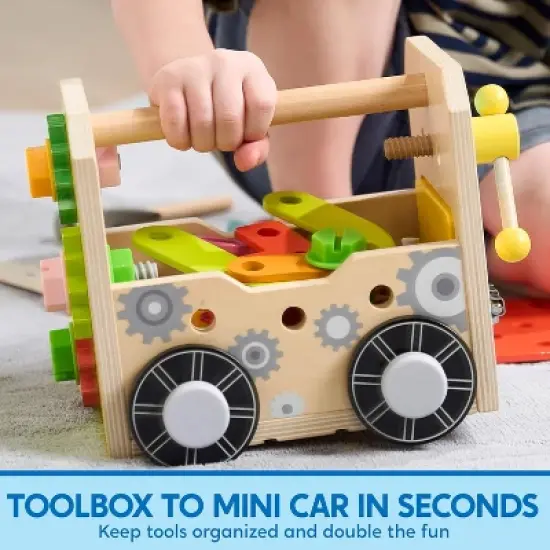 51PCS Kids Wooden Educational Tool Set for Boys Girls, Montessori Toys for 3 4 5 6 Year Old, Learning Construction Toys, Christmas Birthday Gift image {2}