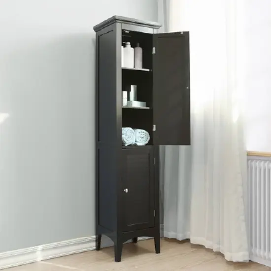 Slone Two Door Shuttered Linen Cabinet - Elegant Home Fashion image {7}