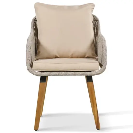 FIONECA 5-Piece Patio Conversation Set with Wicker Cool Bar Table, Chairs & Ottomans, Outdoor Bistro Furniture Set for Porch, Backyard, Brown image {10}