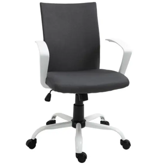 Vinsetto Mid Back Home Office Chair with Adjustable Height, High Armrests and Rocking Function image {6}
