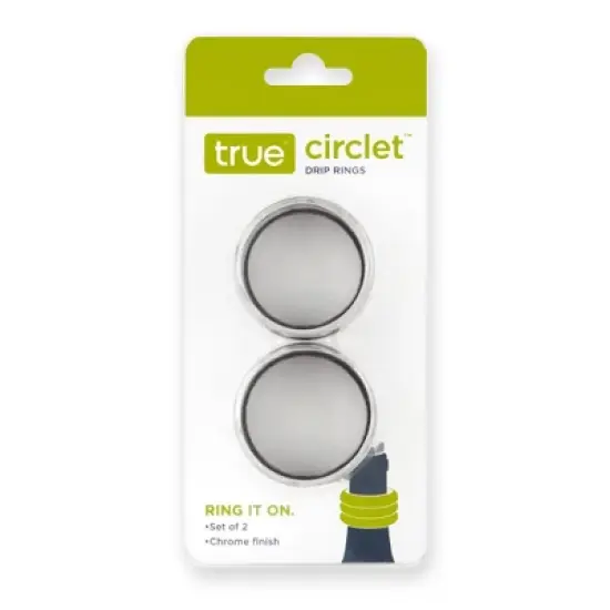 True Circlet Bottle Collars Drip Rings - Chrome-plated Wine Drip Catcher, Drip Stopper Home Bar Accessories - Set od 2, Silver image {8}