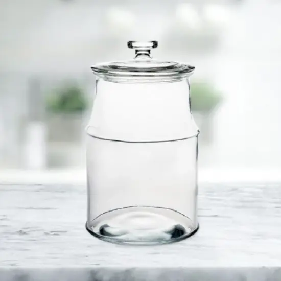 Amici Home Carlisle Glass Canister Round Jar, Food Safe, Airtight Lid with Handle and Plastic Gasket, For Kitchen & Pantry image {1}