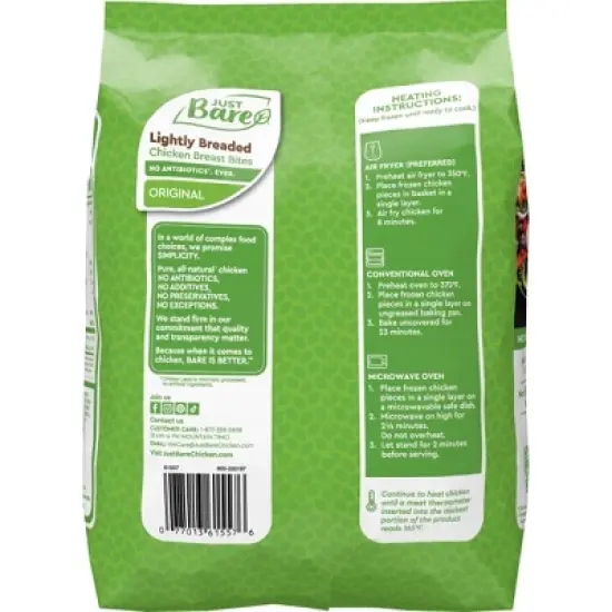 Just Bare Lightly Breaded Chicken Breast Bites - Frozen - 24oz image {2}