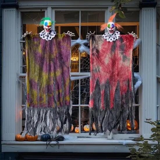 Joyfy 4Pcs 29&rdquo; Halloween Hanging Clown Outdoor Decorations, Halloween Prop D&eacute;cor for Lawn Yard Graveyard Front Porch Party Supplies image {6}
