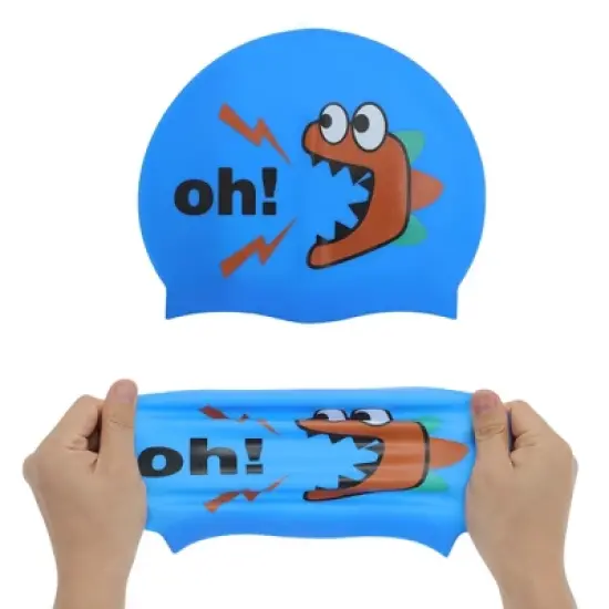 Unique Bargains Kid's Silicone Letter Swim Cap 1 Pc image {4}