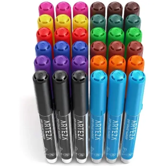 Arteza Dry Erase Markers, Fine Tip, 12 Bright Colors for School - 36 Pack image {2}