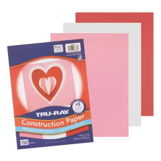 Tru-Ray&reg; Construction Paper, Heavyweight, Valentine Assortment, 9" x 12", 150 Sheets image {1}