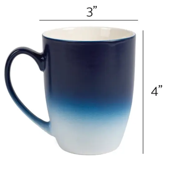 Elanze Designs Romantic Floral Valentines Coffee Cup Mug 12 Ounce Ceramic With Ombre Gradient Love You More Arrow Heart and Rose Navy Blue and White image {3}