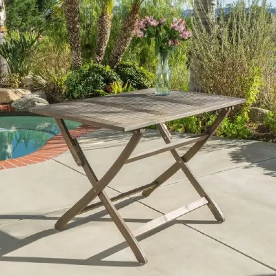 42.5"L Folding Table, Outdoor Patio Acacia Wood Folding Dining Table -ModernLuxe image {9}