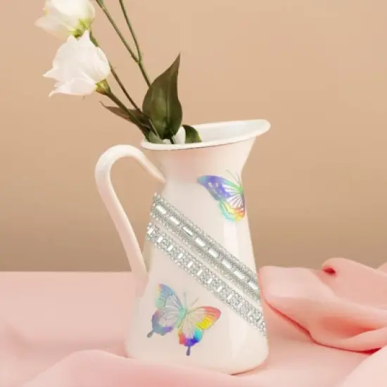 Wrapables 3 Yards Self Adhesive Crystal Rhinestone Ribbons, Diamond Bling Tape Strips Trim for DIY Crafts Wedding Party Decoration (3 Rolls), Silver image {9}